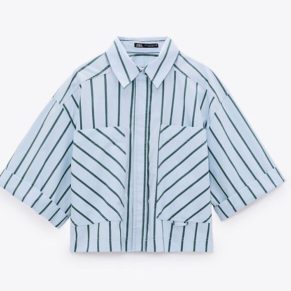 Zara STRIPED CROPPED SHIRT - Picture 3 of 6